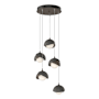 Hubbardton Forge Brooklyn 5 Light 16" Wide Suspension Multi Light Pendant Bronze / Natural Iron / Opal