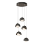 Hubbardton Forge Brooklyn 5 Light 16" Wide Suspension Multi Light Pendant Bronze / Natural Iron / Opal
