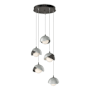 Hubbardton Forge Brooklyn 5 Light 16" Wide Suspension Multi Light Pendant Dark Smoke / Vintage Platinum / Opal