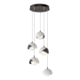 Hubbardton Forge Brooklyn 5 Light 16" Wide Suspension Multi Light Pendant Dark Smoke / White / Opal