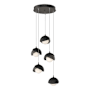 Hubbardton Forge Brooklyn 5 Light 16" Wide Suspension Multi Light Pendant Dark Smoke / Black / Opal