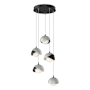 Hubbardton Forge Brooklyn 5 Light 16" Wide Suspension Multi Light Pendant Black / Vintage Platinum / Opal