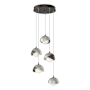 Hubbardton Forge Brooklyn 5 Light 16" Wide Suspension Multi Light Pendant Oil Rubbed Bronze / Sterling / Opal