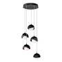 Hubbardton Forge Brooklyn 5 Light 16" Wide Suspension Multi Light Pendant Natural Iron / Black / Opal