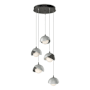 Hubbardton Forge Brooklyn 5 Light 16" Wide Suspension Multi Light Pendant Natural Iron / Vintage Platinum / Opal