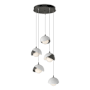 Hubbardton Forge Brooklyn 5 Light 16" Wide Suspension Multi Light Pendant Natural Iron / White / Opal
