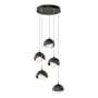 Hubbardton Forge Brooklyn 5 Light 16" Wide Suspension Multi Light Pendant Natural Iron / Oil Rubbed Bronze / Opal