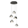 Hubbardton Forge Brooklyn 5 Light 16" Wide Suspension Multi Light Pendant Natural Iron / Sterling / Opal