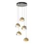 Hubbardton Forge Brooklyn 5 Light 16" Wide Suspension Multi Light Pendant Vintage Platinum / Modern Brass / Opal