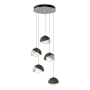 Hubbardton Forge Brooklyn 5 Light 16" Wide Suspension Multi Light Pendant Vintage Platinum / Dark Smoke / Opal