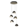Hubbardton Forge Brooklyn 5 Light 16" Wide Suspension Multi Light Pendant Soft Gold / Dark Smoke / Opal