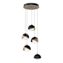 Hubbardton Forge Brooklyn 5 Light 16" Wide Suspension Multi Light Pendant Soft Gold / Black / Opal