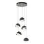 Hubbardton Forge Brooklyn 5 Light 16" Wide Suspension Multi Light Pendant Sterling / Dark Smoke / Opal