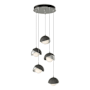 Hubbardton Forge Brooklyn 5 Light 16" Wide Suspension Multi Light Pendant Sterling / Natural Iron / Opal