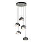 Hubbardton Forge Brooklyn 5 Light 16" Wide Suspension Multi Light Pendant Sterling / Ink / Opal
