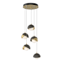 Hubbardton Forge Brooklyn 5 Light 16" Wide Suspension Multi Light Pendant Modern Brass / Dark Smoke / Opal