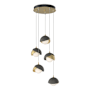 Hubbardton Forge Brooklyn 5 Light 16" Wide Suspension Multi Light Pendant Modern Brass / Natural Iron / Opal