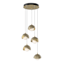 Hubbardton Forge Brooklyn 5 Light 16" Wide Suspension Multi Light Pendant Modern Brass / Soft Gold / Opal