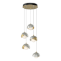 Hubbardton Forge Brooklyn 5 Light 16" Wide Suspension Multi Light Pendant Modern Brass / Sterling / Opal