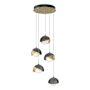 Hubbardton Forge Brooklyn 5 Light 16" Wide Suspension Multi Light Pendant Modern Brass / Ink / Opal