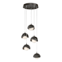 Hubbardton Forge Brooklyn 5 Light 16" Wide Suspension Multi Light Pendant Ink / Dark Smoke / Opal