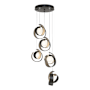 Hubbardton Forge Riza 5 Light 20" Wide Multi Light Pendant Dark Smoke / Opal