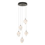 Hubbardton Forge Chrysalis 5 Light 15" Wide Multi Light Pendant Natural Iron / White / Clear