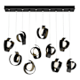 Hubbardton Forge Riza 10 Light 47" Wide Linear Pendant Black / Opal