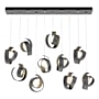 Hubbardton Forge Riza 10 Light 47" Wide Linear Pendant Natural Iron / Opal