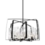 Hubbardton Forge Arc 8 Light 34" Wide Drum Chandelier Black / White Swirl