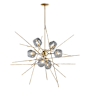 Hubbardton Forge Griffin 6 Light 39" Wide Pendant Modern Brass / Grey