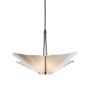 Hubbardton Forge Kirigami 4 Light 24" Wide Pendant with Customizable Fabric Shade Dark Smoke / Spun Frost