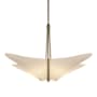 Hubbardton Forge Kirigami 4 Light 24" Wide Pendant with Customizable Fabric Shade Soft Gold / Spun Frost