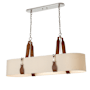 Hubbardton Forge Saratoga 4 Light 46" Wide Linear Chandelier Polished Nickel / Chestnut / Flax