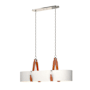 Hubbardton Forge Saratoga 4 Light 46" Wide Linear Chandelier Polished Nickel / Chestnut / Natural Anna