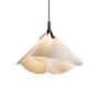 Hubbardton Forge Mobius 25" Wide Wood Pendant with Customizable Fabric Shade Dark Smoke / Spun Frost