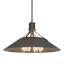 Hubbardton Forge Henry 4 Light 24" Wide Pendant Dark Smoke / Natural Iron