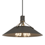 Hubbardton Forge Henry 4 Light 24" Wide Pendant Natural Iron / Dark Smoke