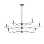 Hubbardton Forge Willow 6 Light 44" Wide Taper Candle Linear Chandelier Natural Iron