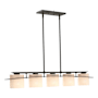Hubbardton Forge Ellipse 5 Light 42" Wide Linear Chandelier Black / Opal