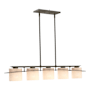 Hubbardton Forge Ellipse 5 Light 42" Wide Linear Chandelier Natural Iron / Opal
