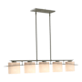 Hubbardton Forge Ellipse 5 Light 42" Wide Linear Chandelier Vintage Platinum / Opal