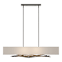 Hubbardton Forge Brindille 4 Light 42" Wide Linear Chandelier Dark Smoke / Flax