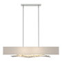 Hubbardton Forge Brindille 4 Light 42" Wide Linear Chandelier Vintage Platinum / Flax