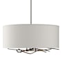 Hubbardton Forge Brindille 3 Light 22" Wide Pendant with Customizable Fabric Shade Bronze / Flax