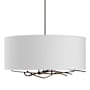 Hubbardton Forge Brindille 3 Light 22" Wide Pendant with Customizable Fabric Shade Bronze / Natural Anna