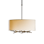 Hubbardton Forge Brindille 3 Light 22" Wide Pendant with Customizable Fabric Shade Dark Smoke / Flax