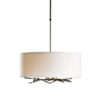 Hubbardton Forge Brindille 3 Light 22" Wide Pendant with Customizable Fabric Shade Dark Smoke / Natural Anna
