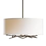 Hubbardton Forge Brindille 3 Light 22" Wide Pendant with Customizable Fabric Shade Dark Smoke / Natural Anna