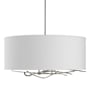Hubbardton Forge Brindille 3 Light 22" Wide Pendant with Customizable Fabric Shade Vintage Platinum / Natural Anna